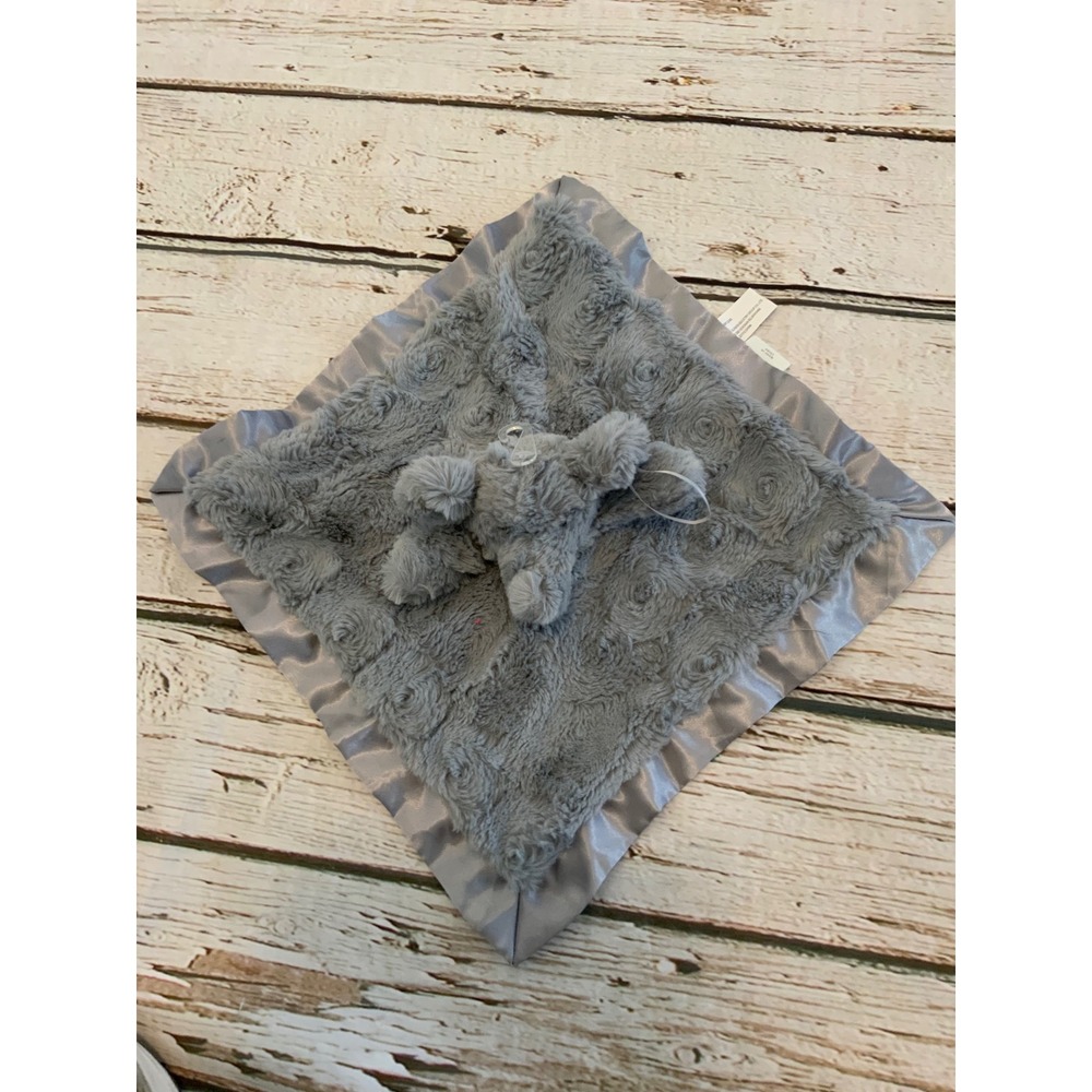 Cloud Island Grey‎ Elephant Rosetta Security Blanket Lovey Satin Trim Plush